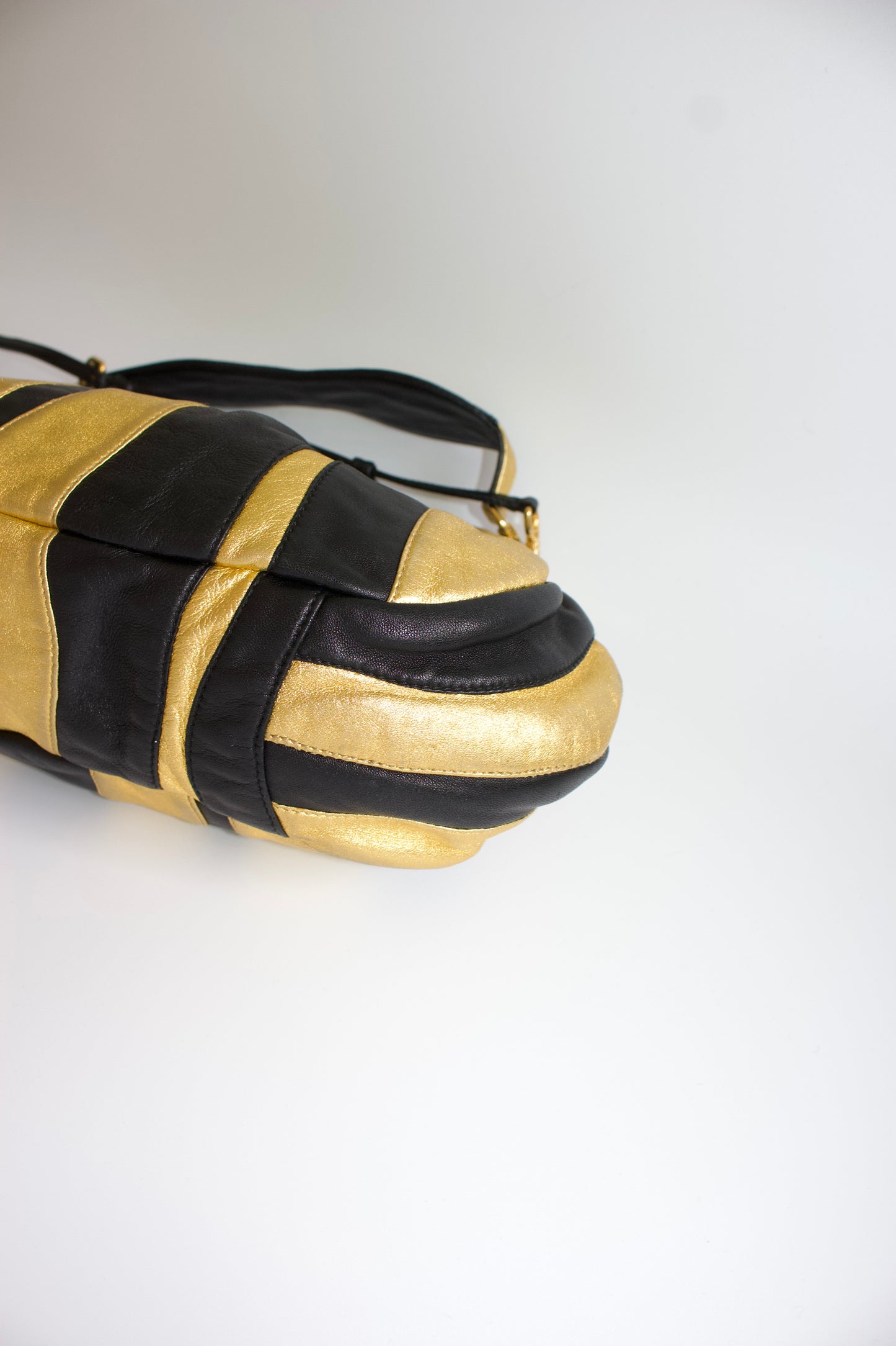 Prada SS 2008 black & gold leather crossbody bag