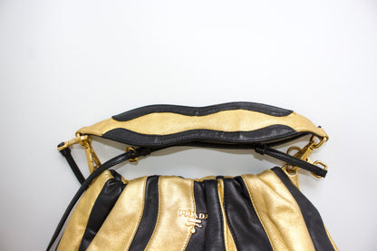 Prada SS 2008 black & gold leather crossbody bag