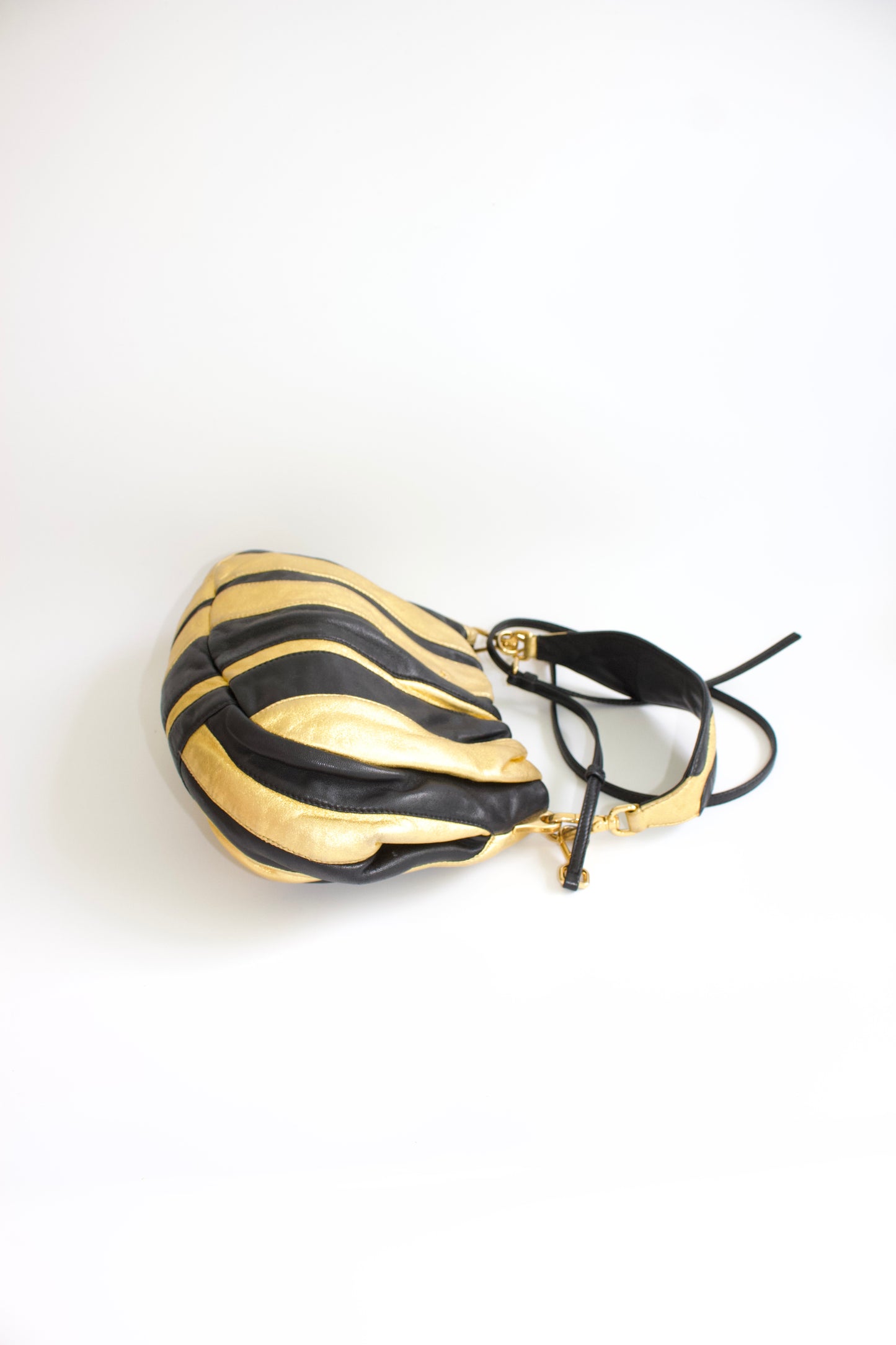 Prada SS 2008 black & gold leather crossbody bag