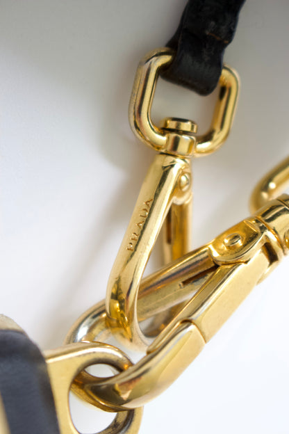 Prada SS 2008 black & gold leather crossbody bag