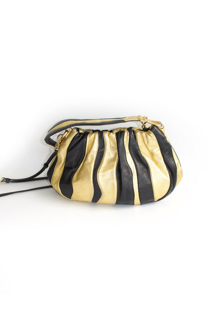 Prada SS 2008 black & gold leather crossbody bag