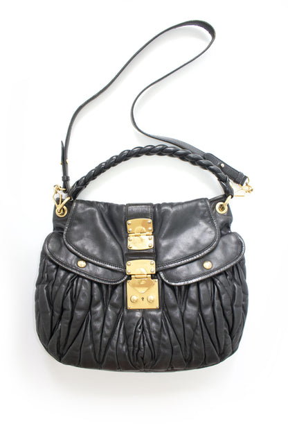 Miu Miu FW 2006 black matelasse leather Coffer bag