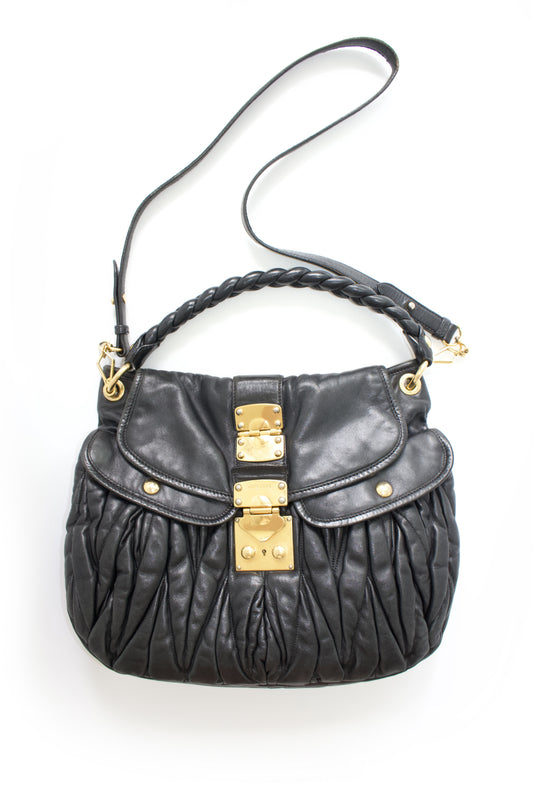 Miu Miu FW 2006 black matelasse leather Coffer bag