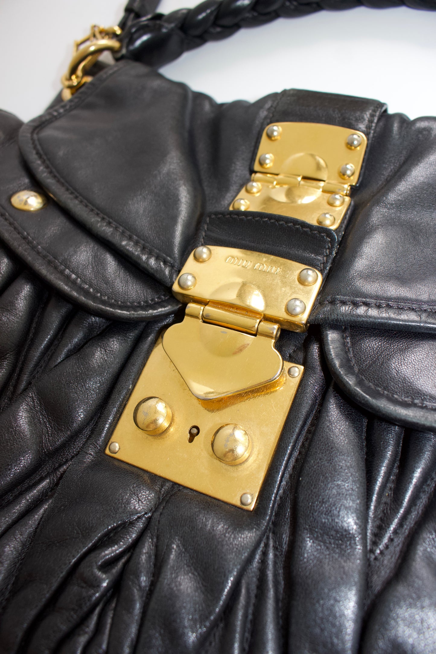 Miu Miu FW 2006 black matelasse leather Coffer bag