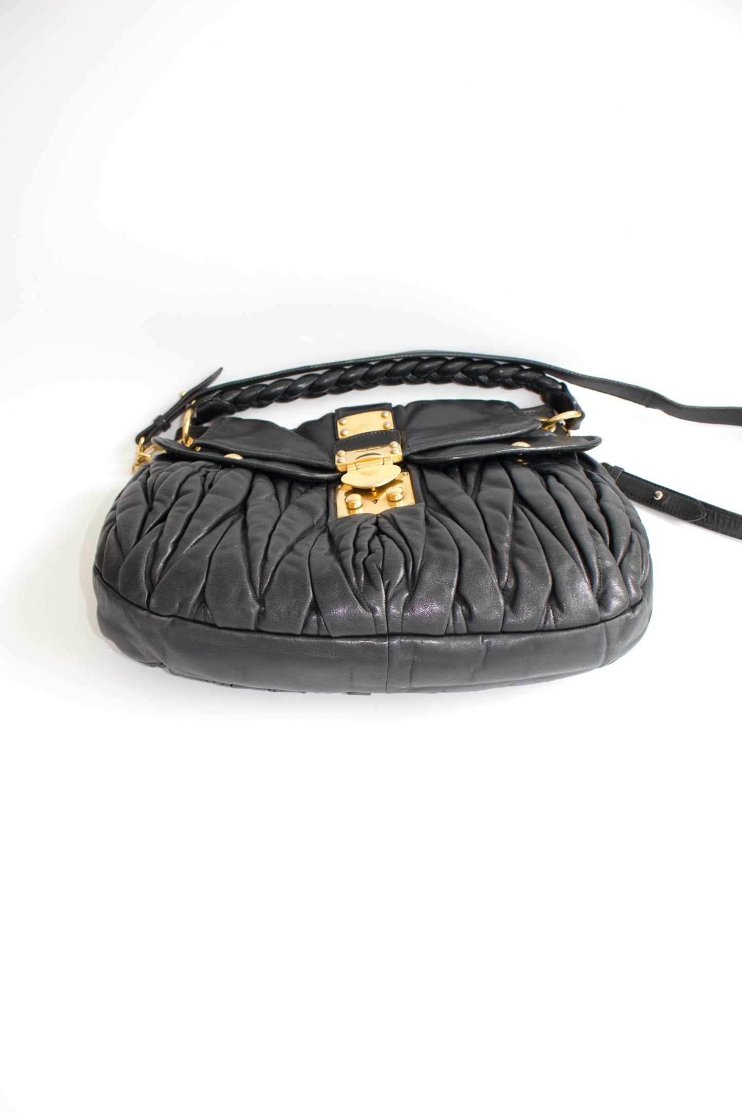 Miu Miu FW 2006 black matelasse leather Coffer bag