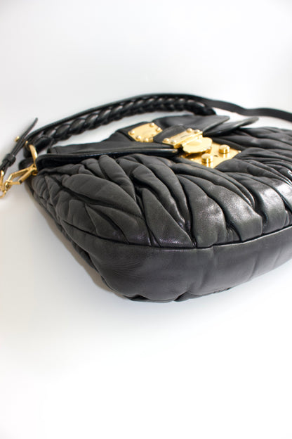 Miu Miu FW 2006 black matelasse leather Coffer bag