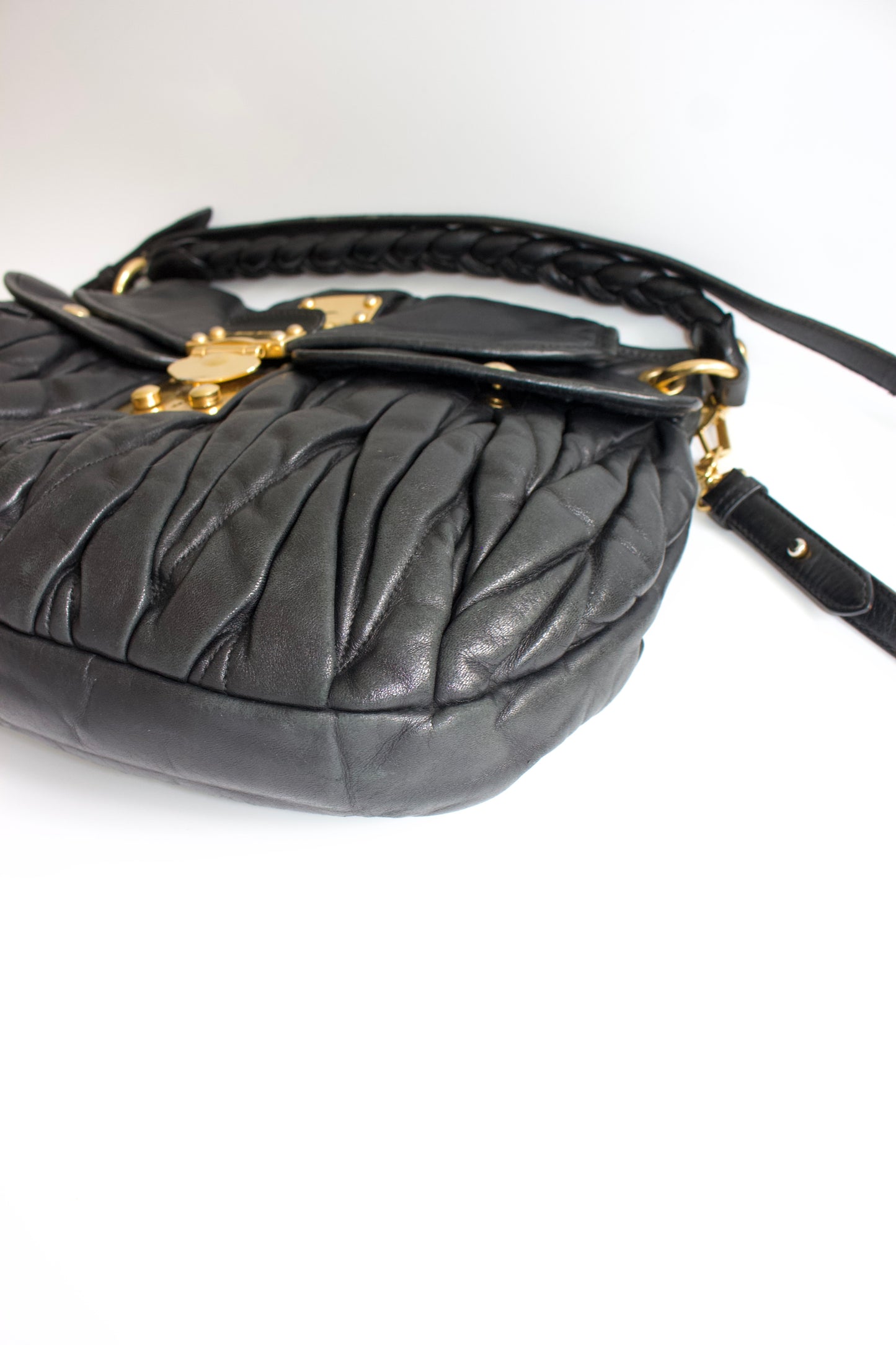 Miu Miu FW 2006 black matelasse leather Coffer bag