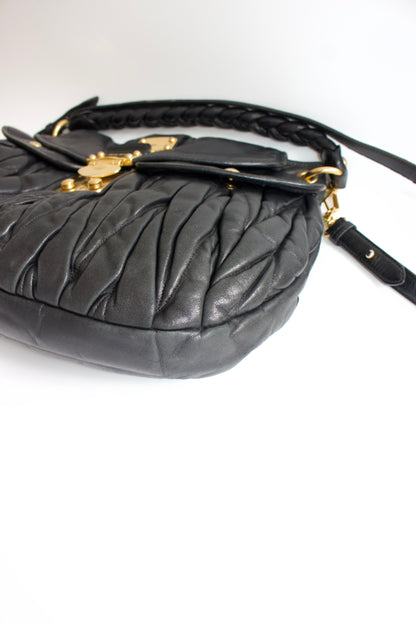 Miu Miu FW 2006 black matelasse leather Coffer bag