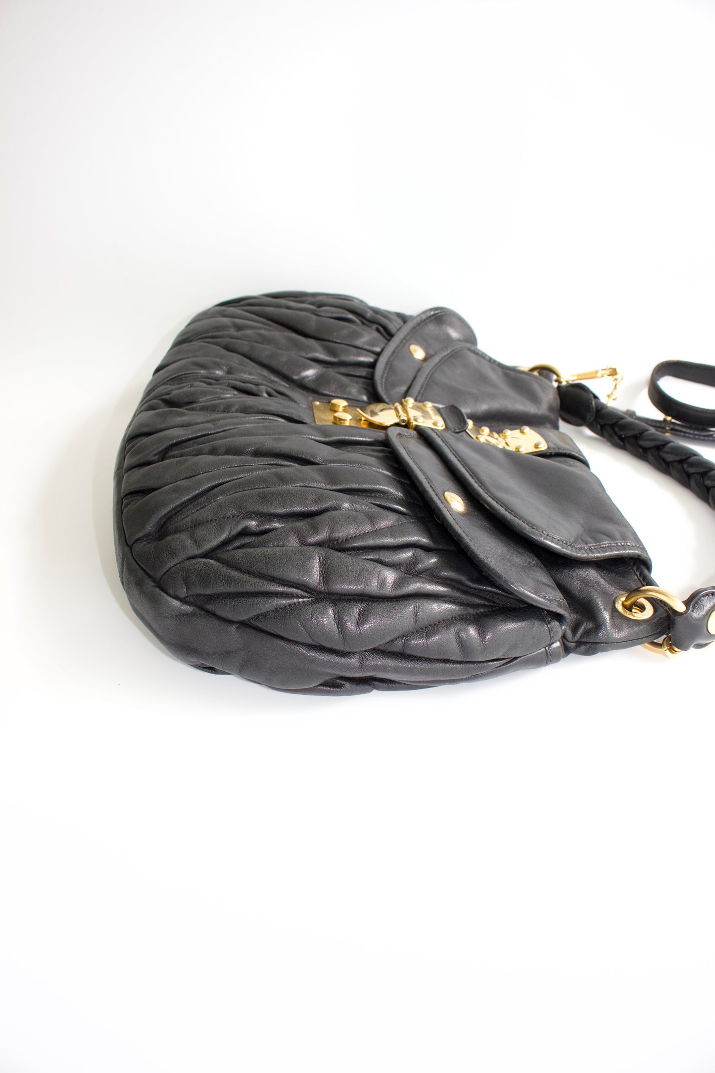 Miu Miu FW 2006 black matelasse leather Coffer bag