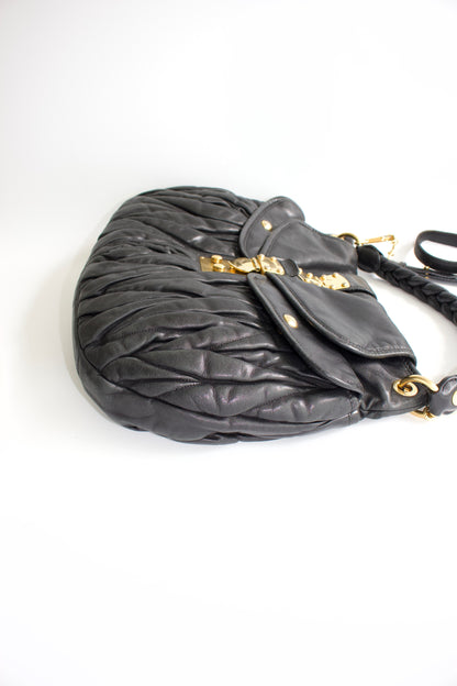 Miu Miu FW 2006 black matelasse leather Coffer bag