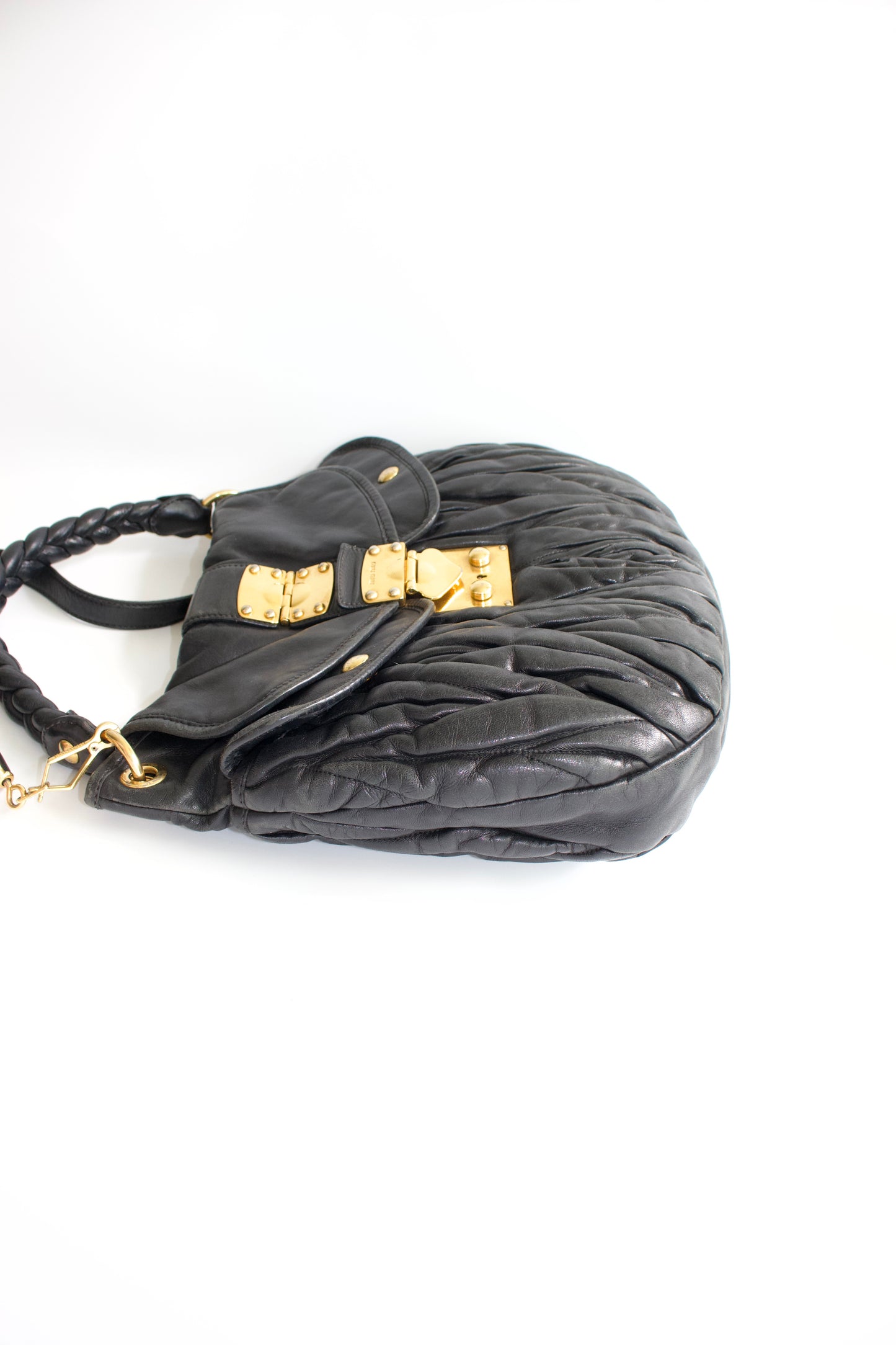 Miu Miu FW 2006 black matelasse leather Coffer bag