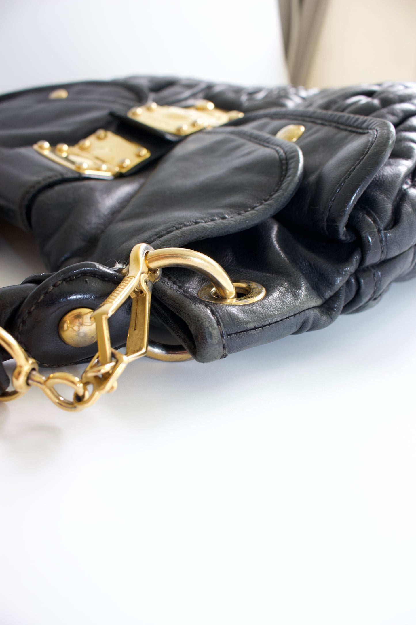 Miu Miu FW 2006 black matelasse leather Coffer bag
