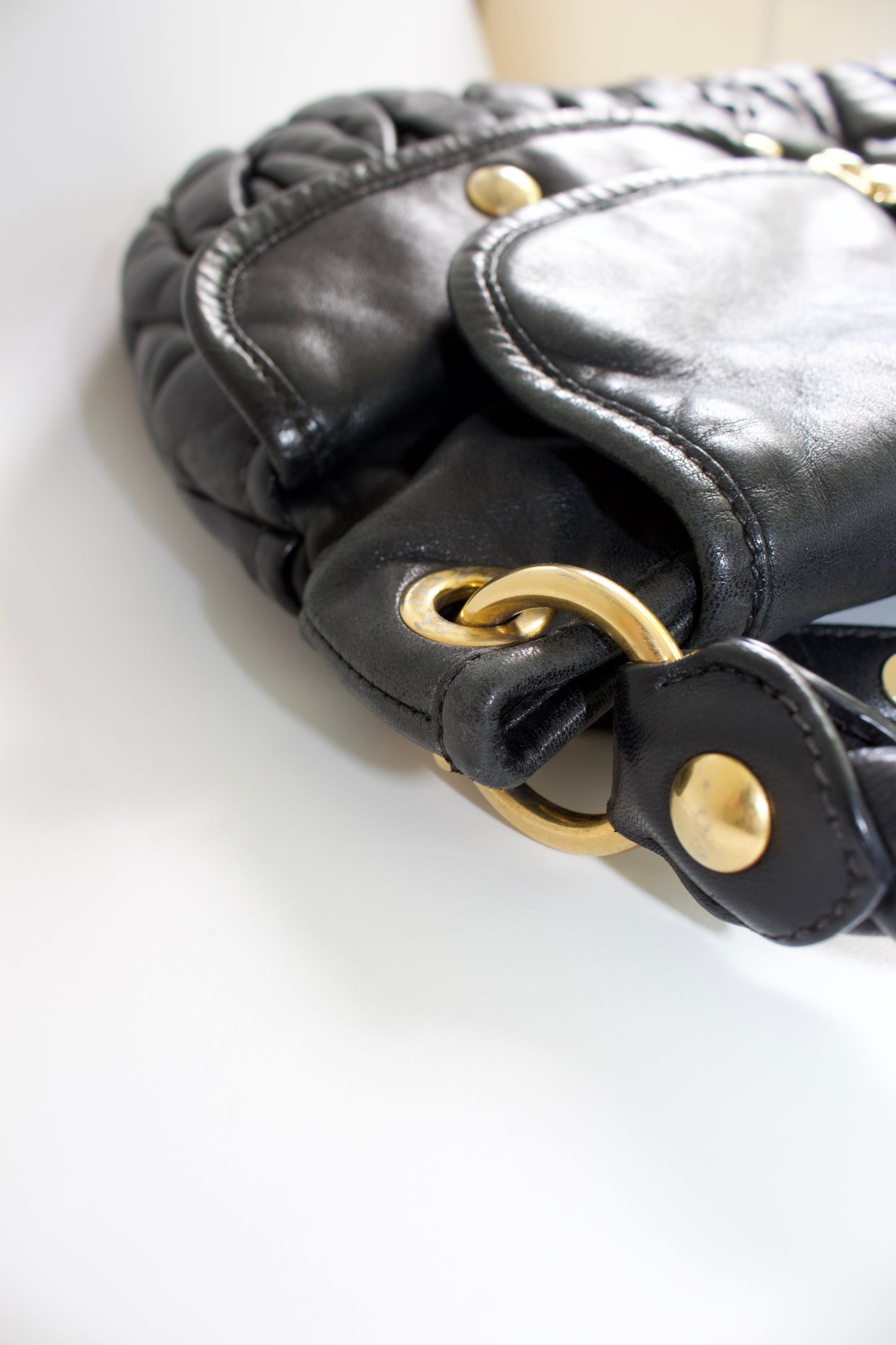Miu Miu FW 2006 black matelasse leather Coffer bag