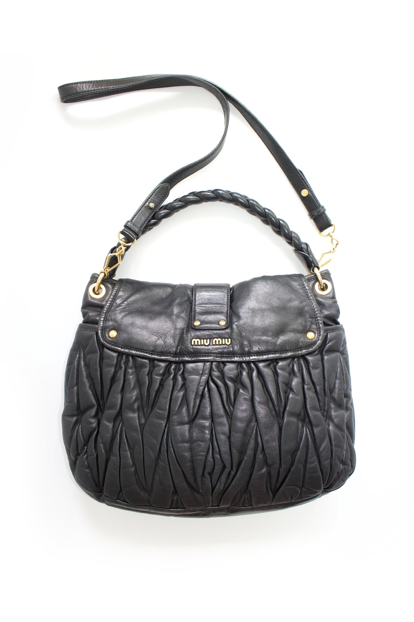 Miu Miu FW 2006 black matelasse leather Coffer bag