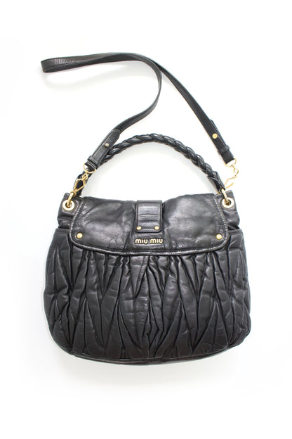 Miu Miu FW 2006 black matelasse leather Coffer bag