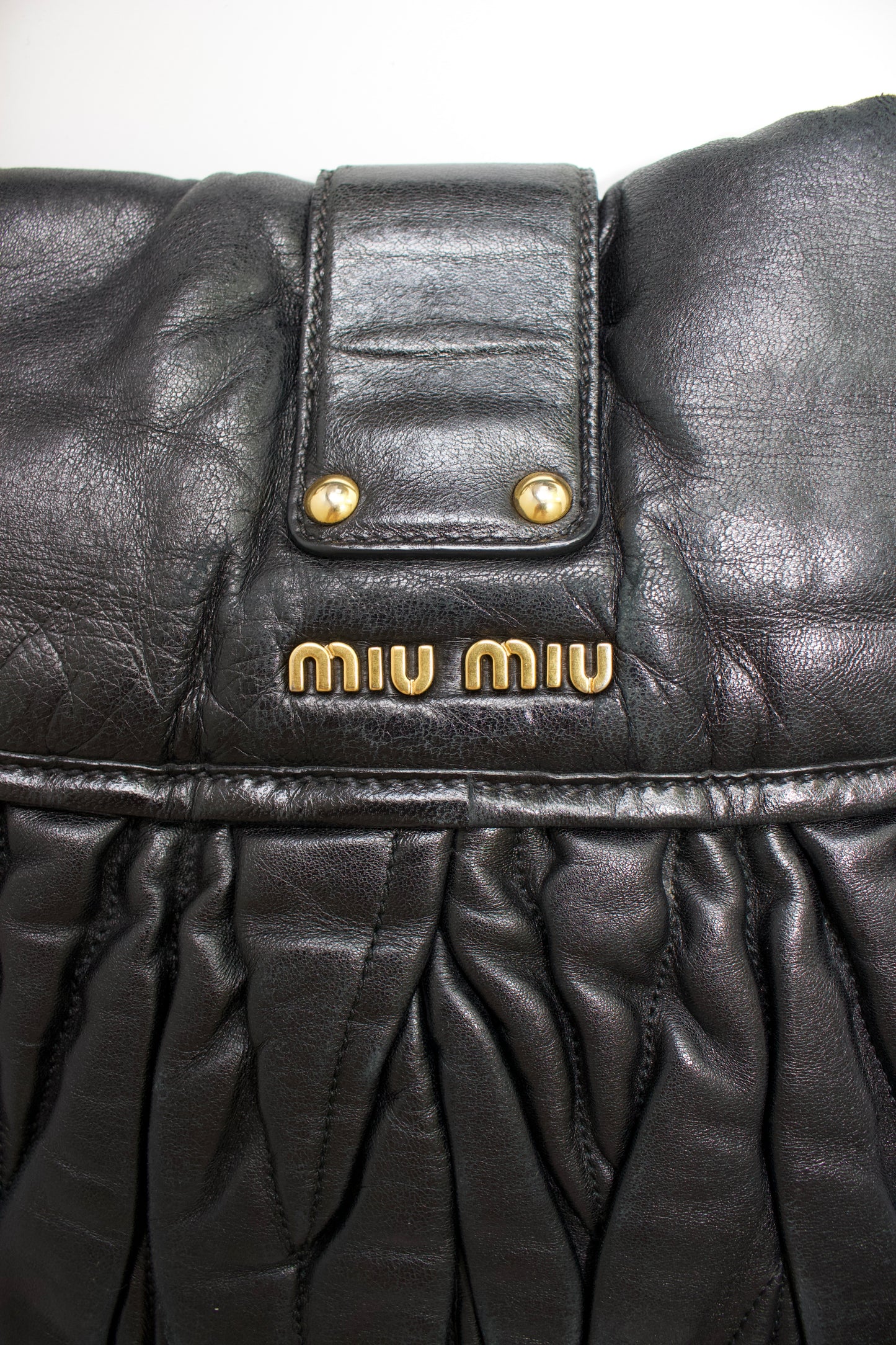 Miu Miu FW 2006 black matelasse leather Coffer bag