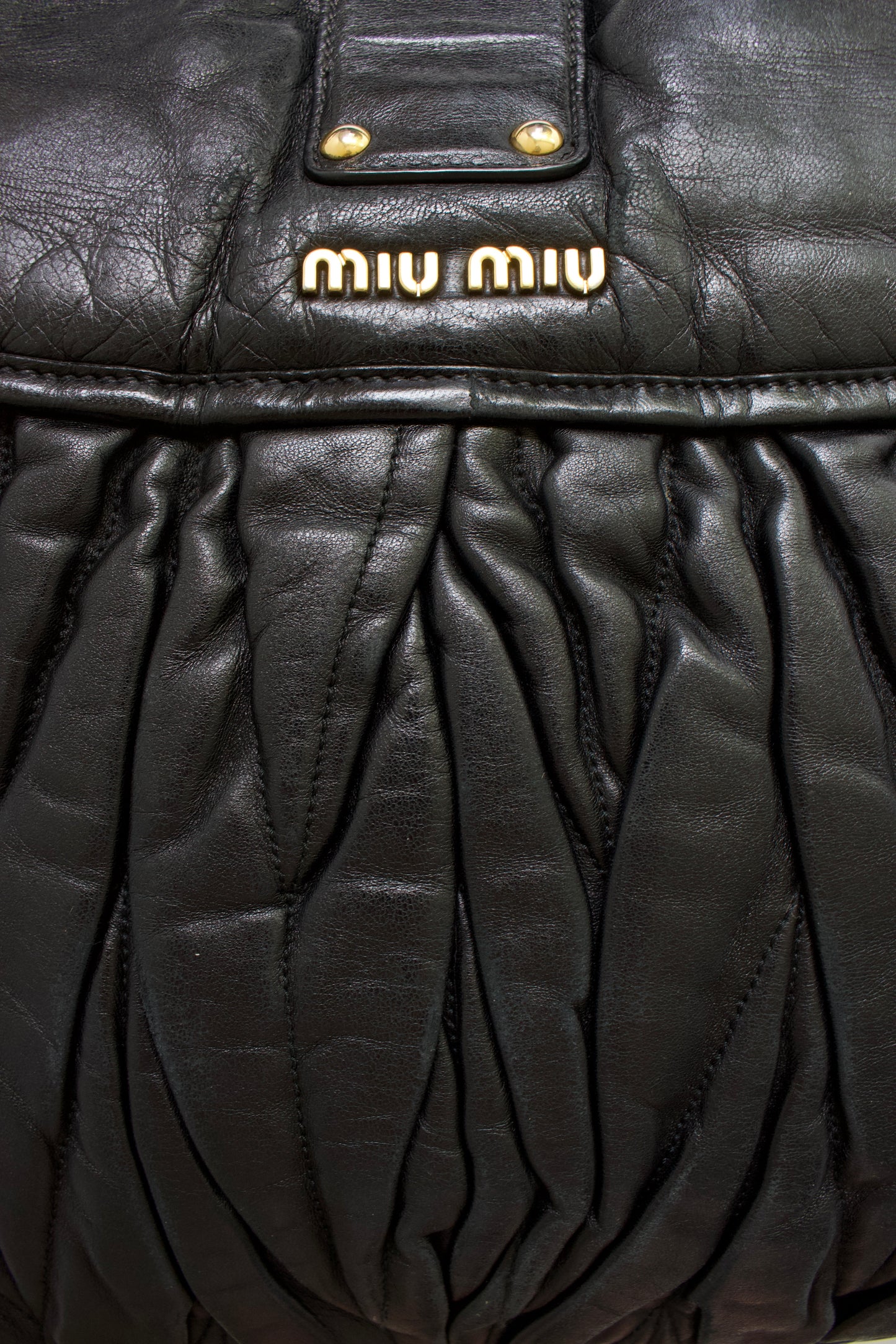 Miu Miu FW 2006 black matelasse leather Coffer bag