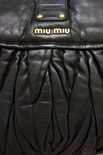 Miu Miu FW 2006 black matelasse leather Coffer bag