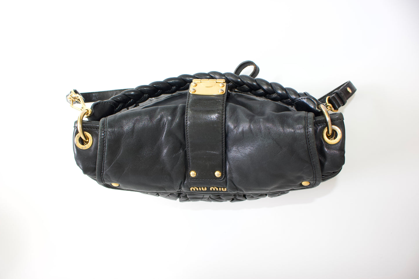 Miu Miu FW 2006 black matelasse leather Coffer bag
