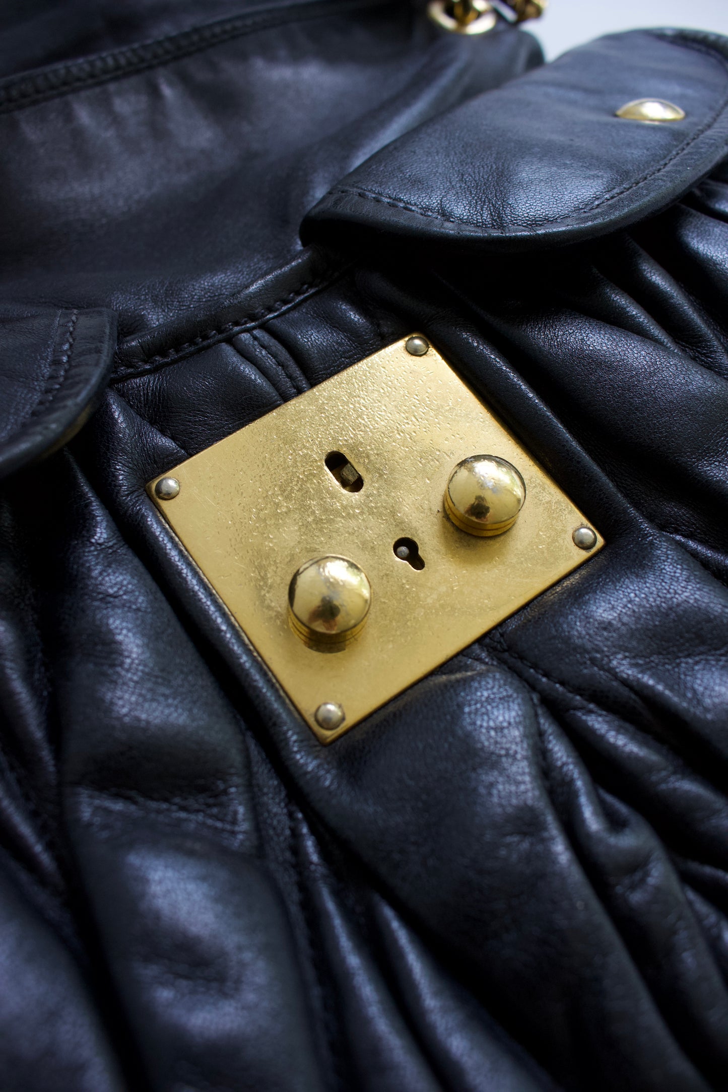 Miu Miu FW 2006 black matelasse leather Coffer bag