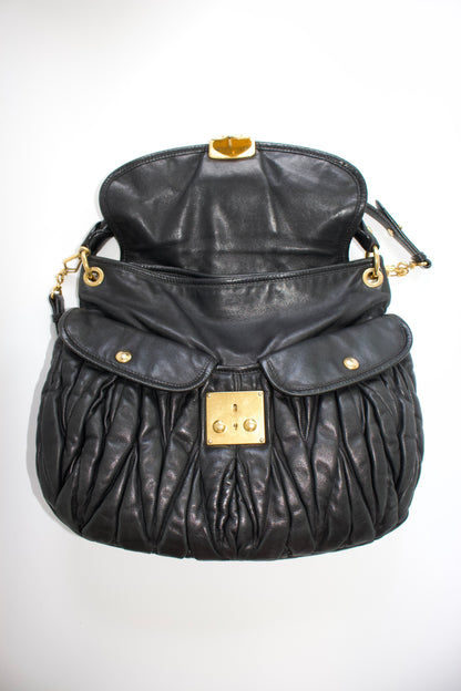 Miu Miu FW 2006 black matelasse leather Coffer bag