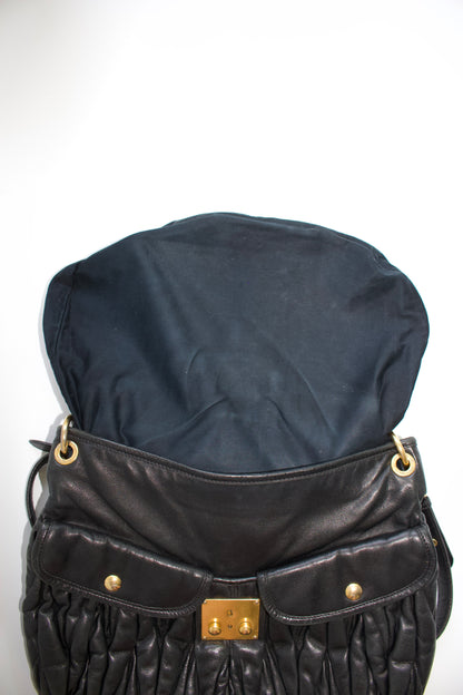 Miu Miu FW 2006 black matelasse leather Coffer bag