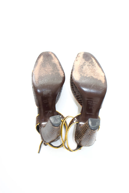 Miu Miu FW 1999 brown python open-toe heels