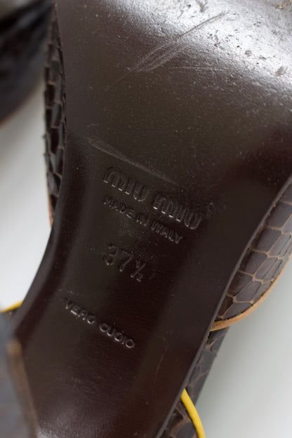 Miu Miu FW 1999 brown python open-toe heels