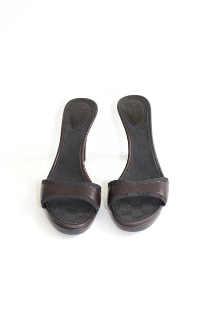 Gucci Tom Ford-era black GG canvas & leather heels