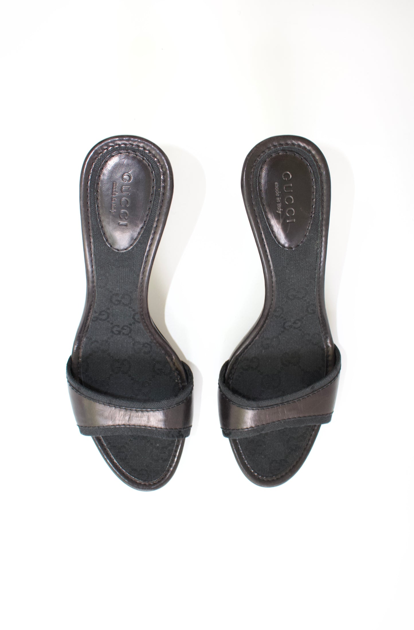 Gucci Tom Ford-era black GG canvas & leather heels