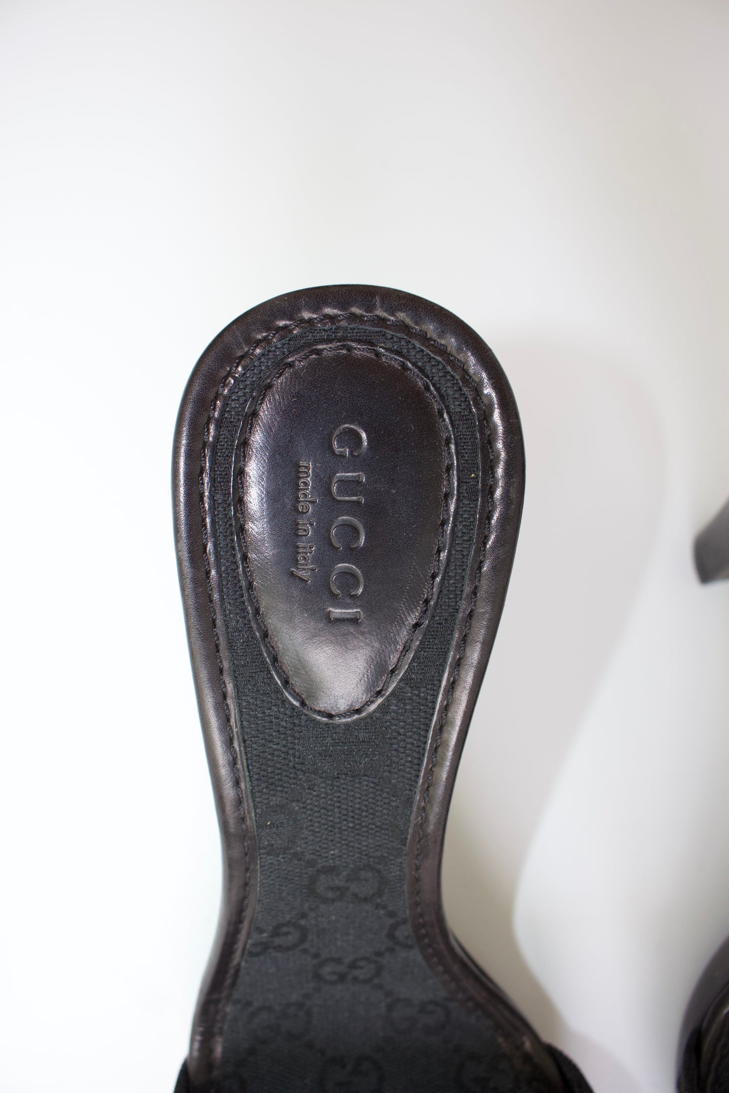 Gucci Tom Ford-era black GG canvas & leather heels