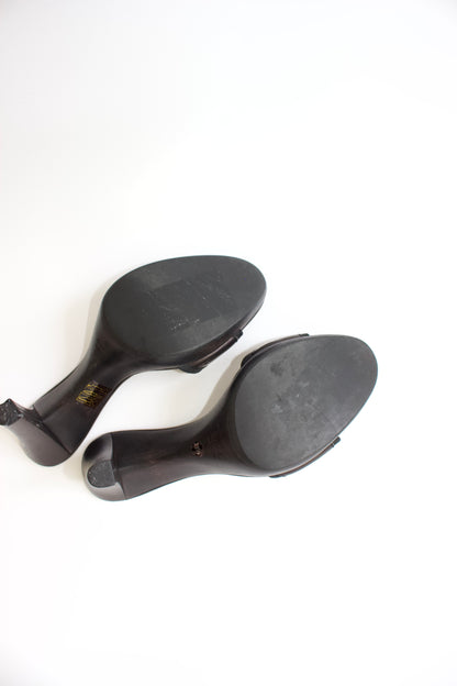Gucci Tom Ford-era black GG canvas & leather heels