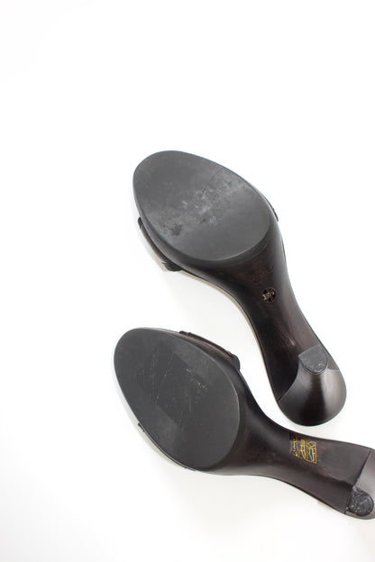 Gucci Tom Ford-era black GG canvas & leather heels