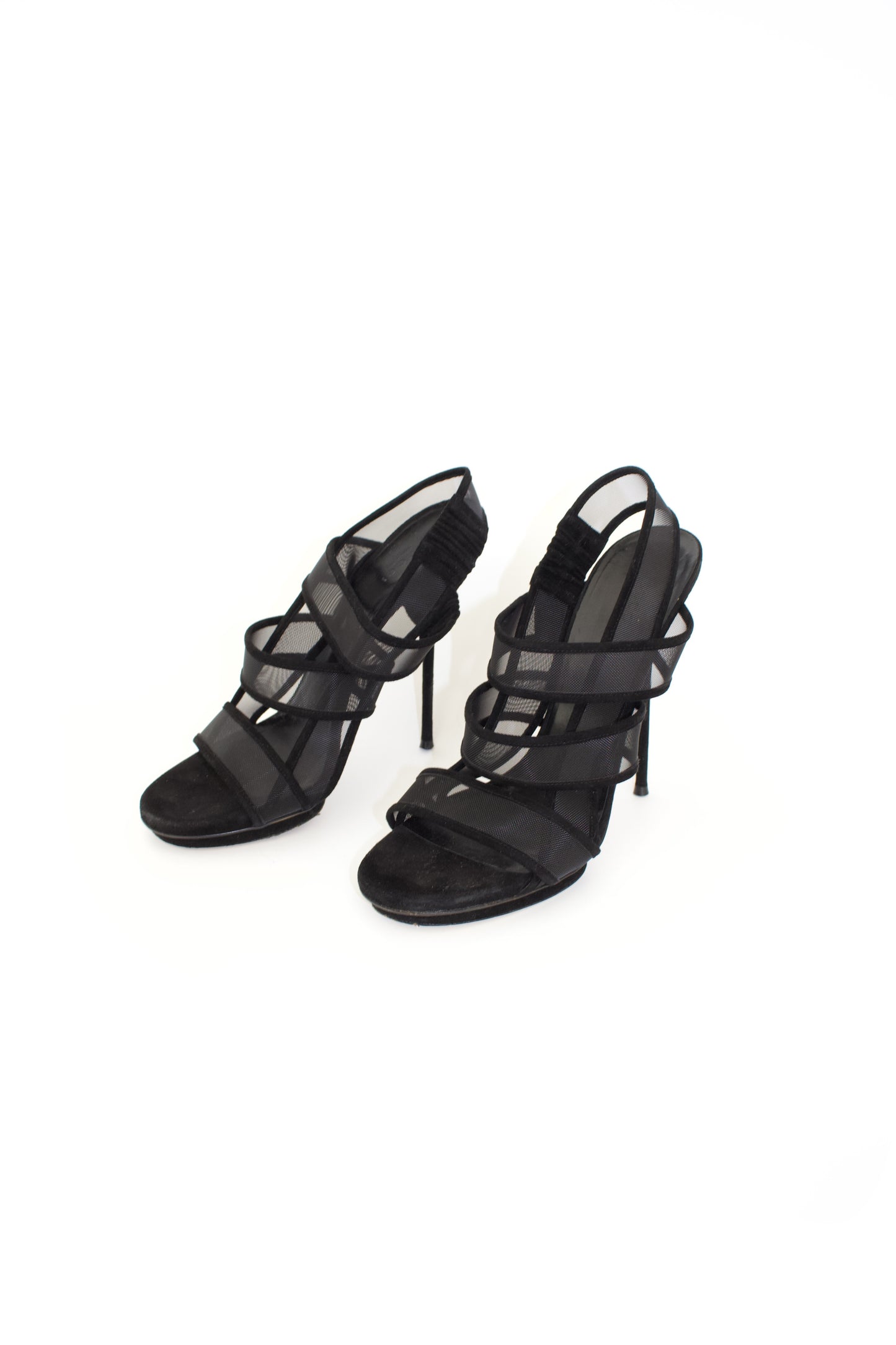Gucci 'Bette' black mesh & suede stiletto heels