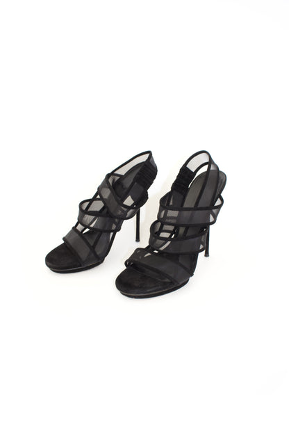 Gucci 'Bette' black mesh & suede stiletto heels
