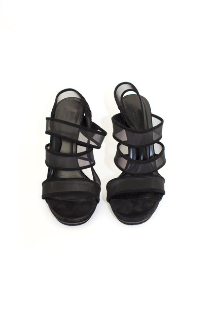 Gucci 'Bette' black mesh & suede stiletto heels