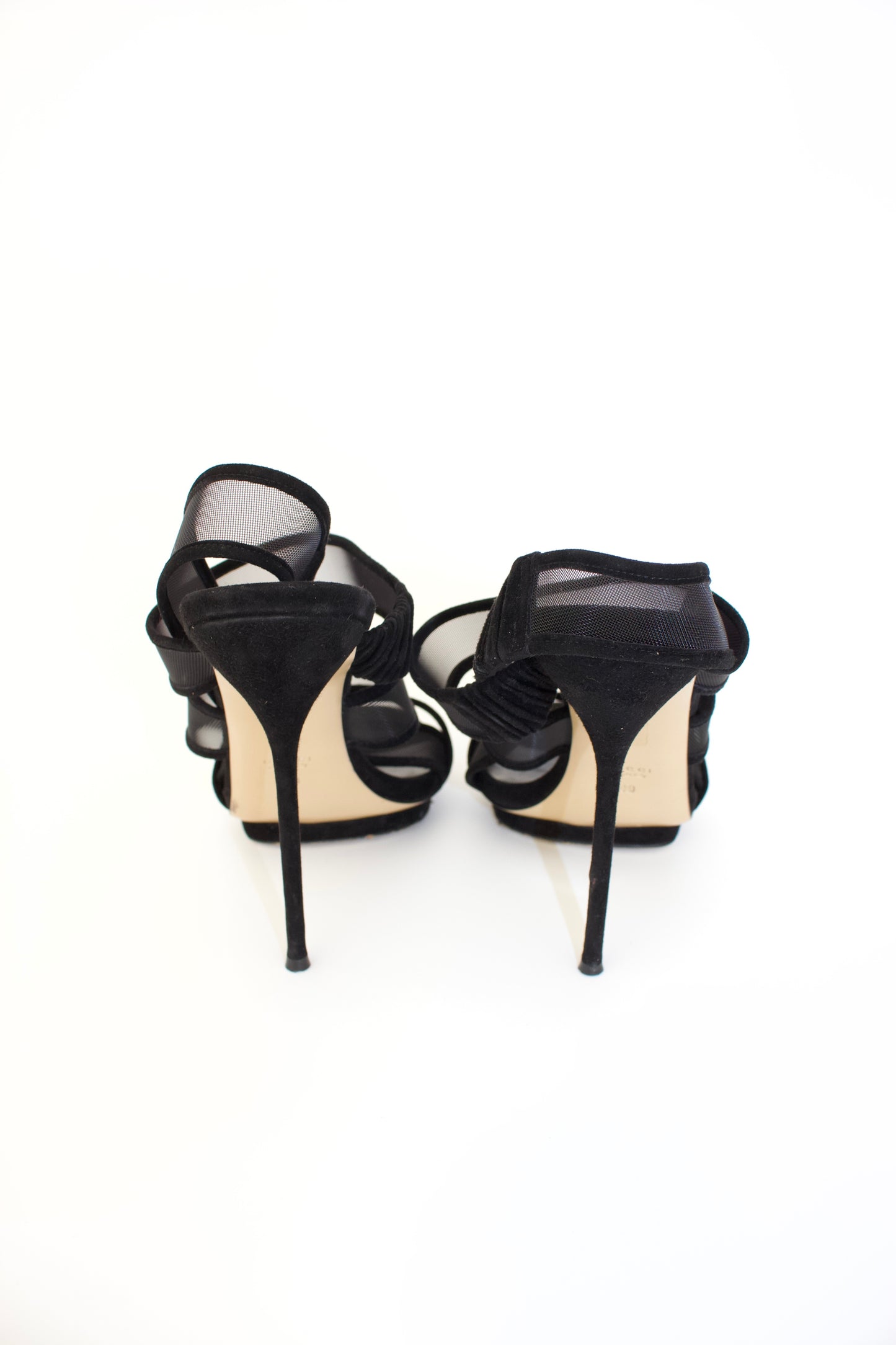 Gucci 'Bette' black mesh & suede stiletto heels