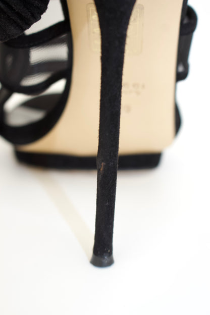 Gucci 'Bette' black mesh & suede stiletto heels