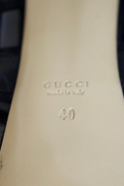Gucci 'Bette' black mesh & suede stiletto heels