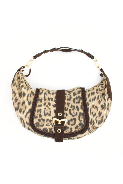 Roberto Cavalli cheetah print canvas shoulder bag
