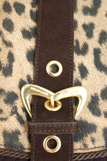 Roberto Cavalli cheetah print canvas shoulder bag