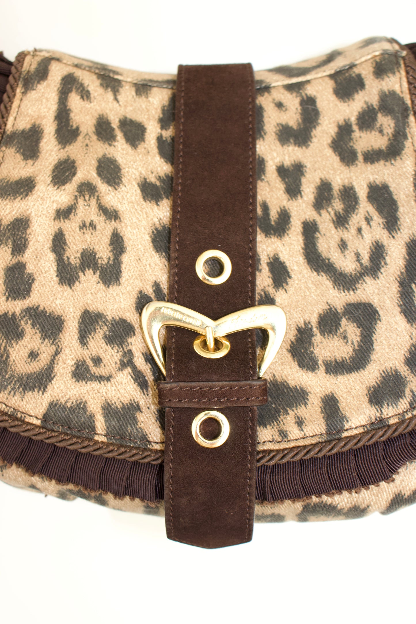 Roberto Cavalli cheetah print canvas shoulder bag