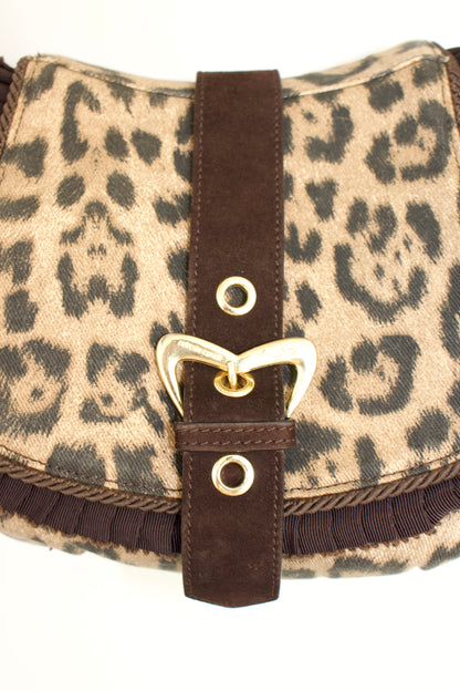 Roberto Cavalli cheetah print canvas shoulder bag