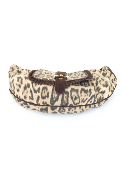 Roberto Cavalli cheetah print canvas shoulder bag
