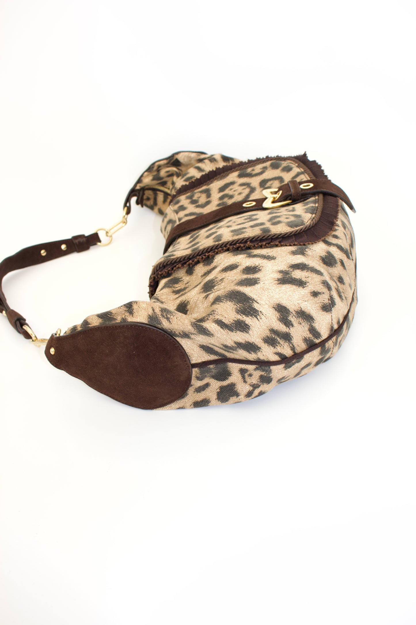 Roberto Cavalli cheetah print canvas shoulder bag