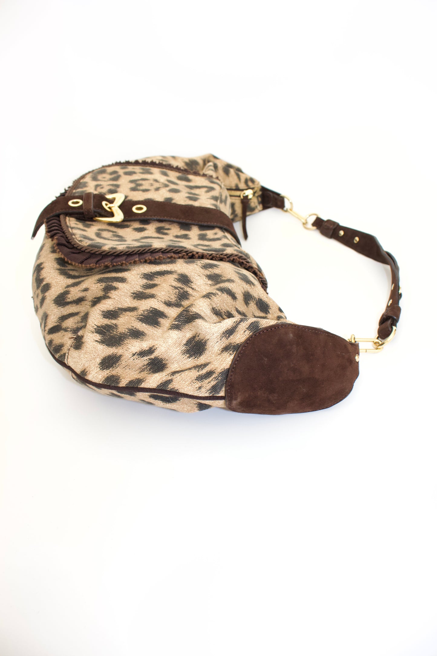 Roberto Cavalli cheetah print canvas shoulder bag