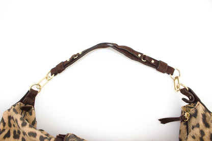 Roberto Cavalli cheetah print canvas shoulder bag