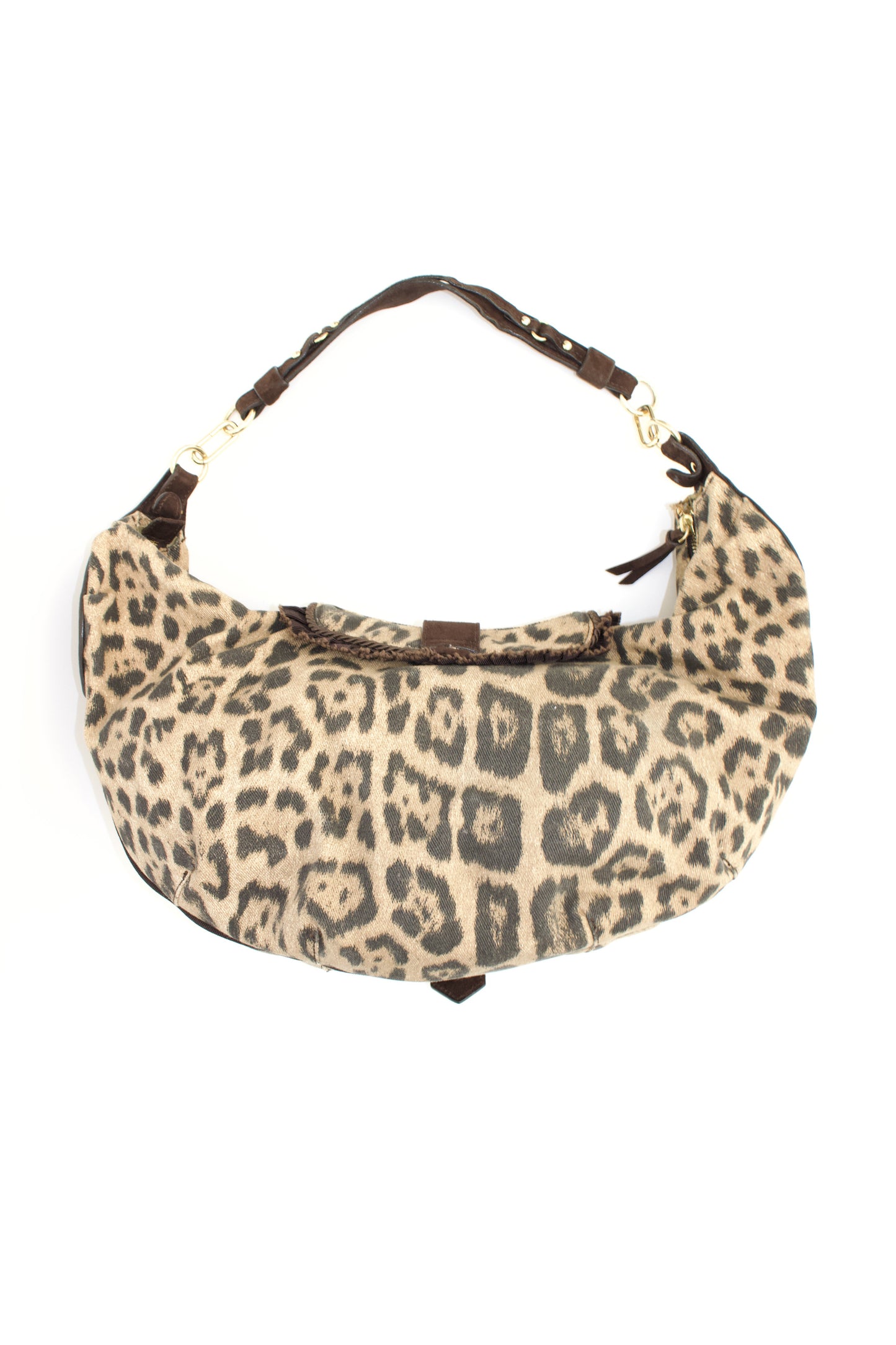 Roberto Cavalli cheetah print canvas shoulder bag