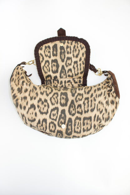 Roberto Cavalli cheetah print canvas shoulder bag