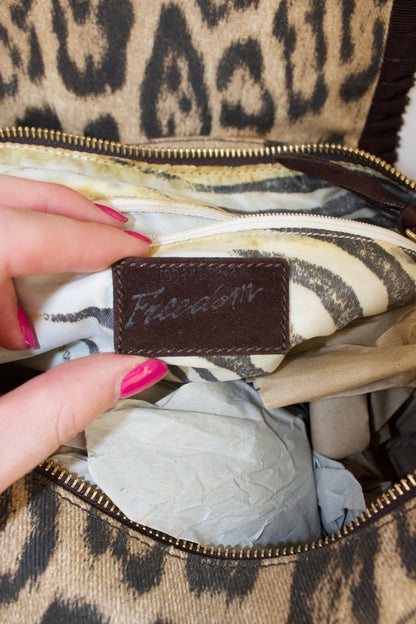 Roberto Cavalli cheetah print canvas shoulder bag